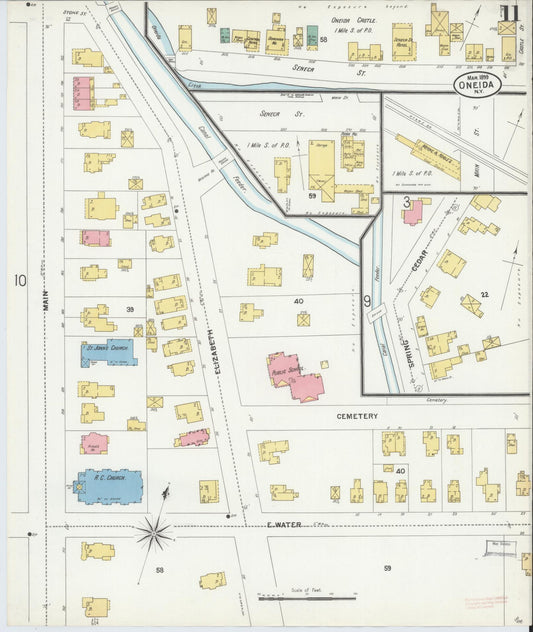 Sanborn Fire Insurance Map from Oneida, Madison County, New York (1899), Sheet #0011 - Historic Sanborn Fire Insurance Map Print, vintage old map wall art, antique decor, genealogy gift, New York New York map
