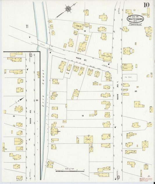Sanborn Fire Insurance Map from Whitesboro, Oneida County, New York (1911), Sheet #0010 - Historic Sanborn Fire Insurance Map Print, vintage old map wall art, antique decor, genealogy gift, New York New York map