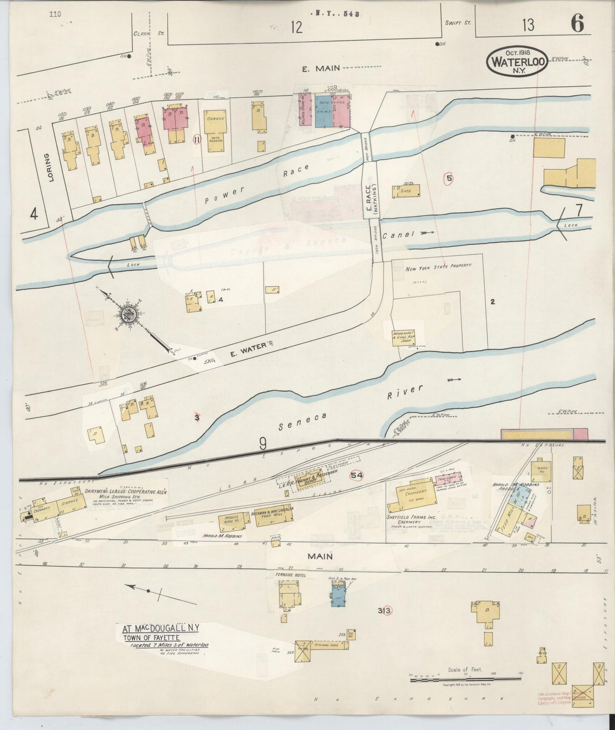 Sanborn Fire Insurance Map from Waterloo, Seneca County, New York (1948), Sheet #0006 - Historic Sanborn Fire Insurance Map Print, vintage old map wall art, antique decor, genealogy gift, New York New York map
