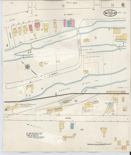 Sanborn Fire Insurance Map from Waterloo, Seneca County, New York (1948), Sheet #0006 - Historic Sanborn Fire Insurance Map Print, vintage old map wall art, antique decor, genealogy gift, New York New York map