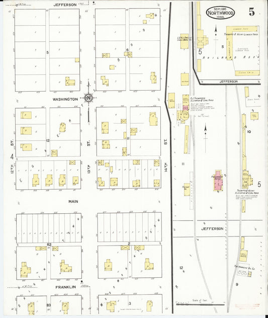 Sanborn Fire Insurance Map from Northwood, Worth County, Iowa (1916), Sheet #0005 - Historic Sanborn Fire Insurance Map Print, vintage old map wall art