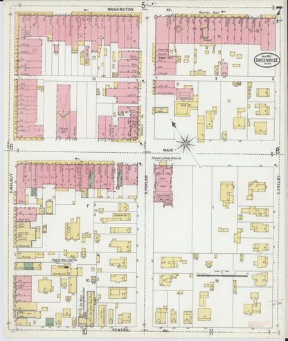 Sanborn Fire Insurance Map from Greenville, Washington County, Mississippi (1900), Sheet #0007 - Complete Map Set gallery image, historic Sanborn map, vintage wall art, Mississippi Mississippi