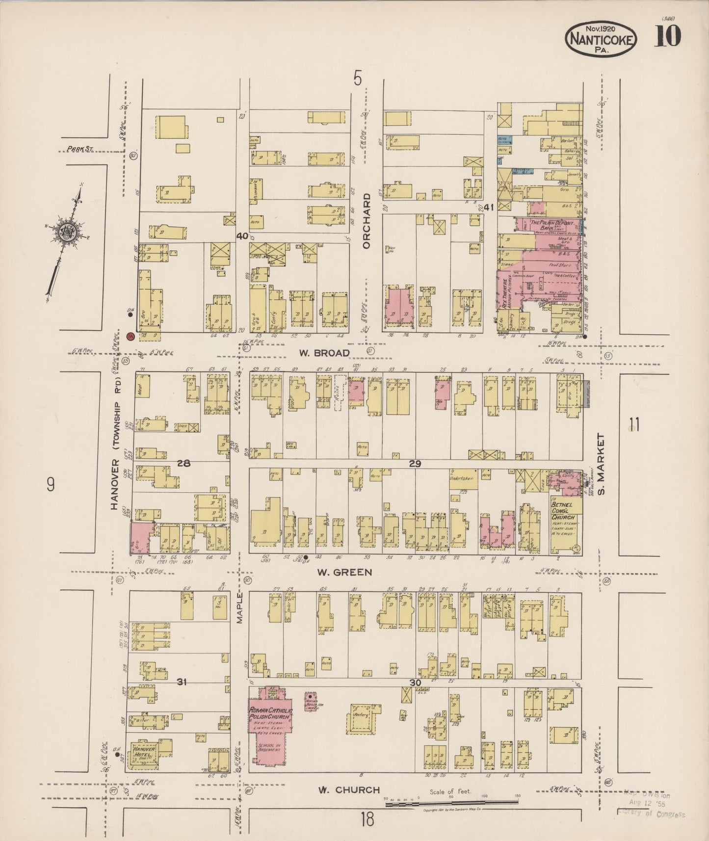 Sanborn Fire Insurance Map from Nanticoke, Luzerne County, Pennsylvania (1920), Sheet #0010 - Complete Map Set gallery image, historic Sanborn map, vintage wall art, Pennsylvania Pennsylvania