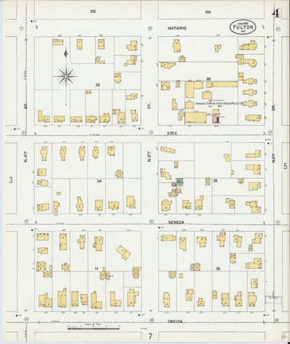 Sanborn Fire Insurance Map from Fulton, Oswego County, New York (1901), Sheet #0004 - Complete Map Set gallery image, historic Sanborn map, vintage wall art, New York New York