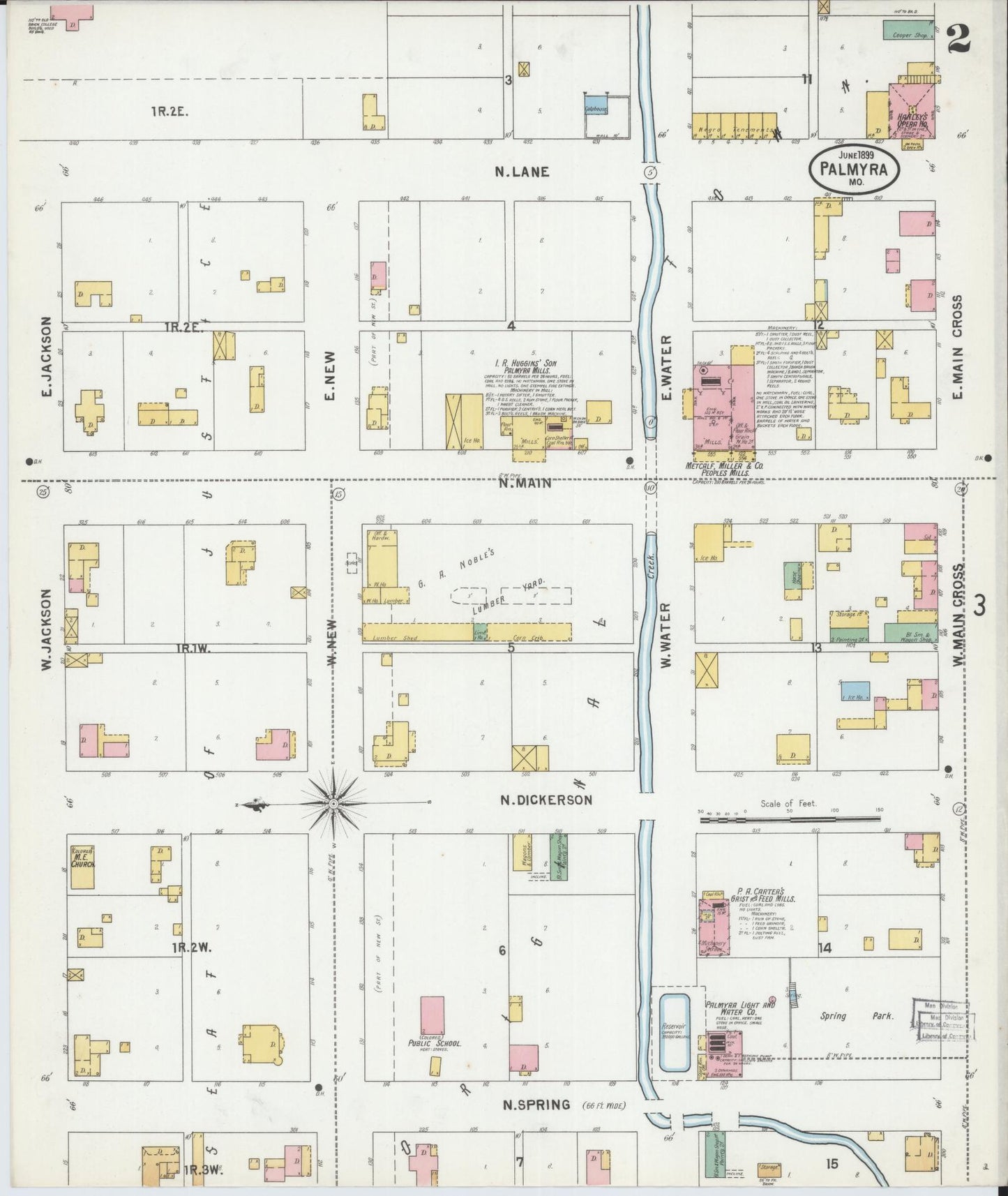 Sanborn Fire Insurance Map from Palmyra, Marion County, Missouri (1899), Sheet #0002 - Complete Map Set gallery image, historic Sanborn map, vintage wall art, Missouri Missouri