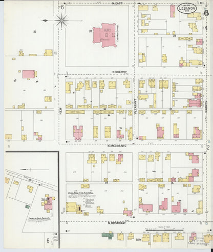 Sanborn Fire Insurance Map from Lebanon, Warren County, Ohio (1901), Sheet #0006 - Complete Map Set gallery image, historic Sanborn map, vintage wall art, Ohio Ohio