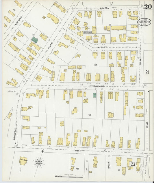 Sanborn Fire Insurance Map from Concord, Merrimack County, New Hampshire (1899), Sheet #0020 - Historic Sanborn Fire Insurance Map Print, vintage old map wall art, antique decor, genealogy gift, New Hampshire New Hampshire map