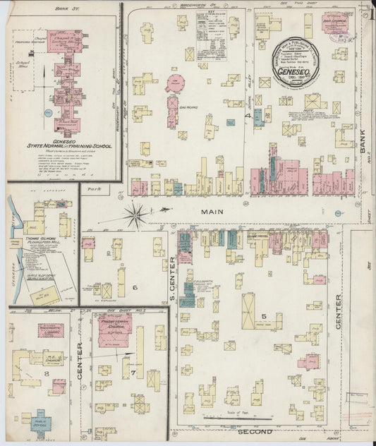 Sanborn Fire Insurance Map from Geneseo, Livingston County, New York (1885), Sheet #0001 - Complete Map Set gallery image, historic Sanborn map, vintage wall art, New York New York