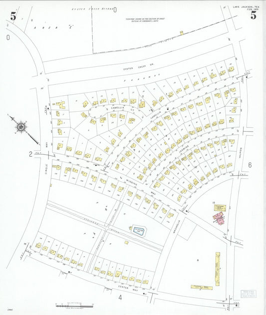Sanborn Fire Insurance Map from Lake Jackson, Brazoria County, Texas (1951), Sheet #0005 - Historic Sanborn Fire Insurance Map Print, vintage old map wall art, antique decor, genealogy gift, Texas Texas map