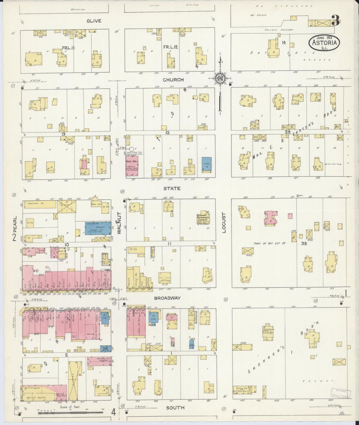 Sanborn Fire Insurance Map from Astoria, Fulton County, Illinois (1913), Sheet #0003 - Historic Sanborn Fire Insurance Map Print, vintage old map wall art, antique decor, genealogy gift, Illinois Illinois map