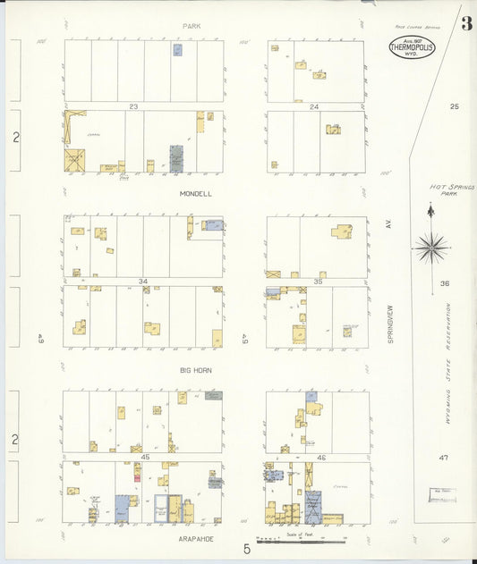 Sanborn Fire Insurance Map from Thermopolis, Hot Springs County, Wyoming (1907), Sheet #0003 - Historic Sanborn Fire Insurance Map Print, vintage old map wall art, antique decor, genealogy gift, Wyoming Wyoming map