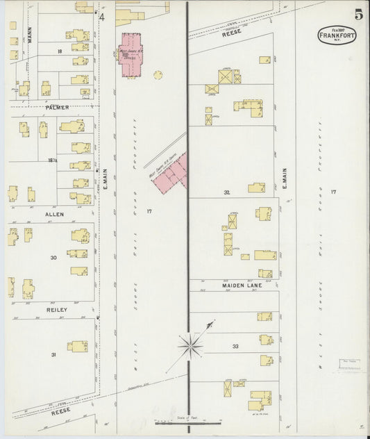 Sanborn Fire Insurance Map from Frankfort, Herkimer County, New York (1897), Sheet #0005 - Historic Sanborn Fire Insurance Map Print, vintage old map wall art, antique decor, genealogy gift, New York New York map