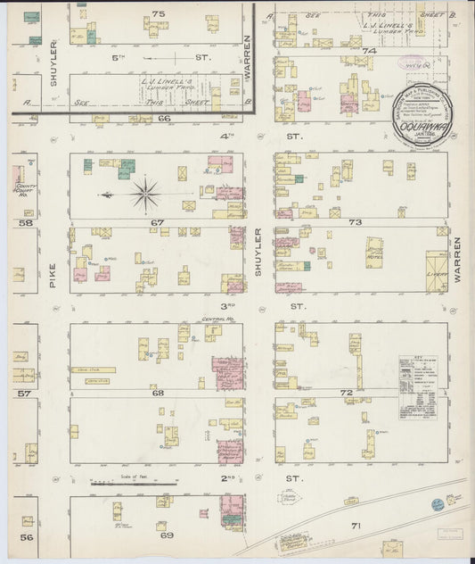 Sanborn Fire Insurance Map from Oquawka, Henderson County, Illinois (1886), Sheet #0001 - Historic Sanborn Fire Insurance Map Print, vintage old map wall art, antique decor, genealogy gift, Illinois Illinois map