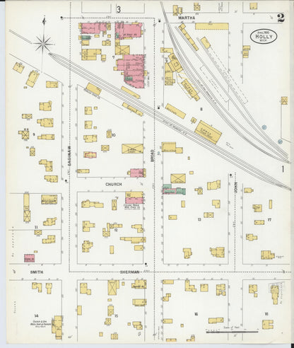 Sanborn Fire Insurance Map from Holly, Oakland County, Michigan (1900), Sheet #0002 - Complete Map Set gallery image, historic Sanborn map, vintage wall art, Michigan Michigan