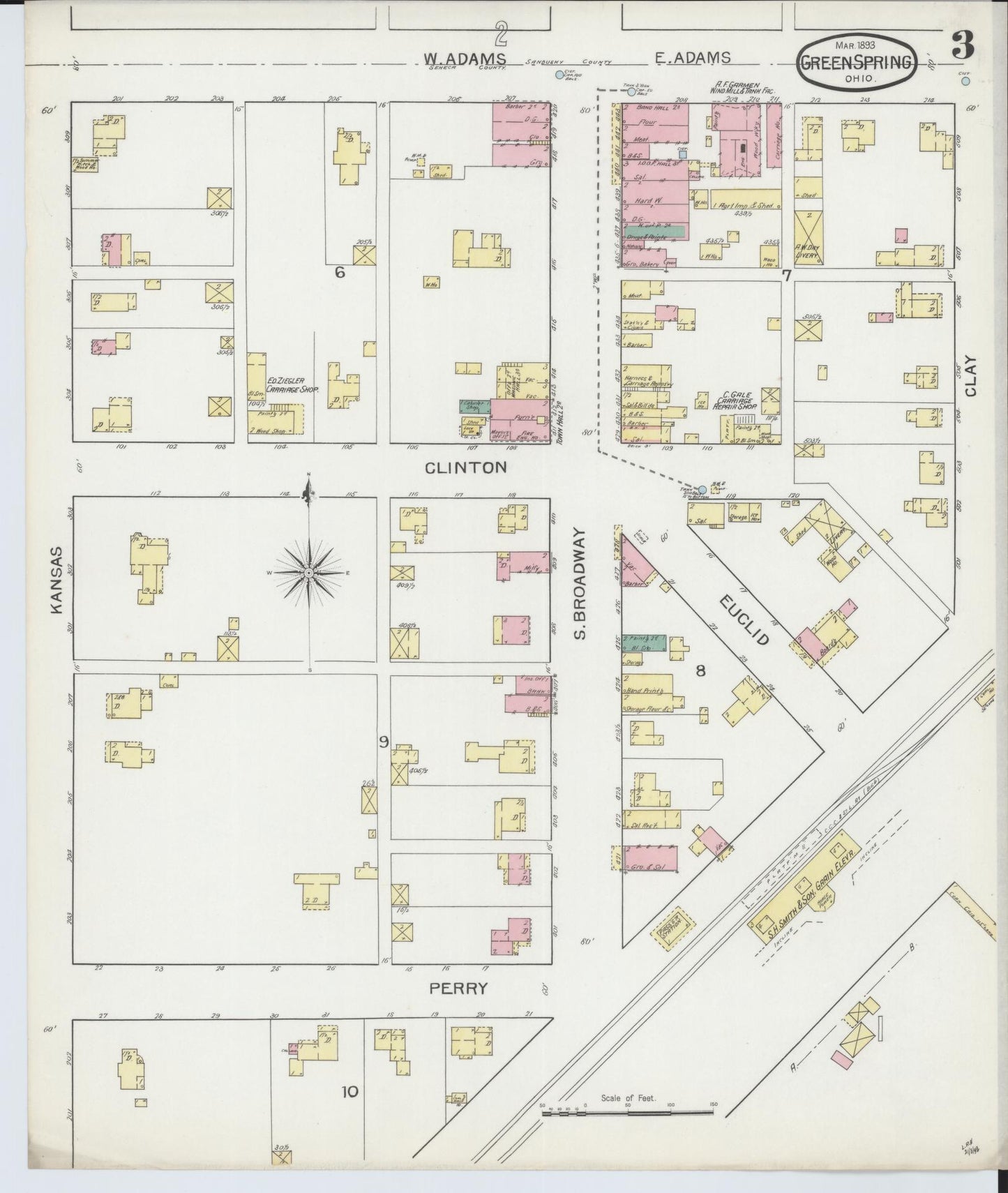 Sanborn Fire Insurance Map from Green Springs, Sandusky And Seneca Counties, Ohio (1893), Sheet #0003 - Historic Sanborn Fire Insurance Map Print, vintage old map wall art, antique decor, genealogy gift, Ohio Ohio map