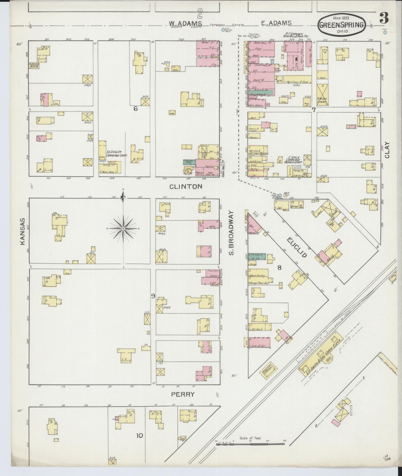 Sanborn Fire Insurance Map from Green Springs, Sandusky And Seneca Counties, Ohio (1893), Sheet #0003 - Historic Sanborn Fire Insurance Map Print, vintage old map wall art, antique decor, genealogy gift, Ohio Ohio map