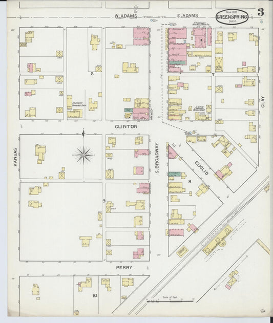 Sanborn Fire Insurance Map from Green Springs, Sandusky And Seneca Counties, Ohio (1893), Sheet #0003 - Historic Sanborn Fire Insurance Map Print, vintage old map wall art, antique decor, genealogy gift, Ohio Ohio map
