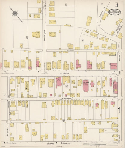 Sanborn Fire Insurance Map from Frostburg, Allegany County, Maryland (1922), Sheet #0004 - Complete Map Set gallery image, historic Sanborn map, vintage wall art, Maryland Maryland