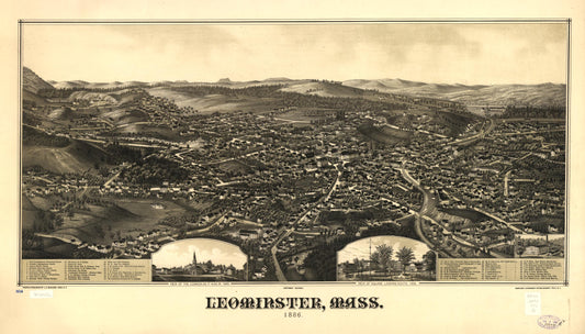 Leominster, Mass. 1886. (1886) – Historic Bird’s-Eye View Panorama Print