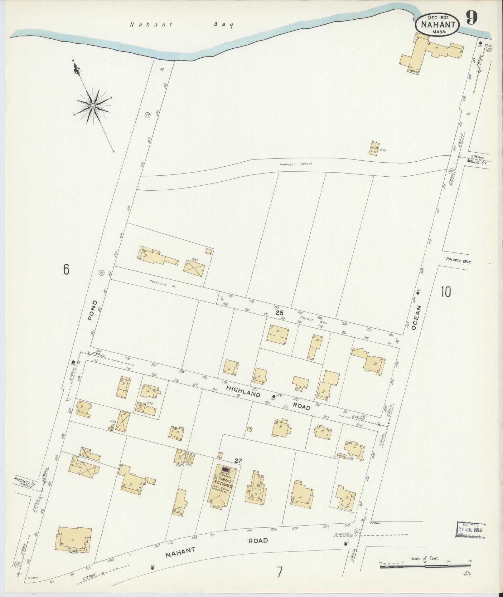 Sanborn Fire Insurance Map from Nahant, Essex County, Massachusetts (1907), Sheet #0009 - Complete Map Set gallery image, historic Sanborn map, vintage wall art, Massachusetts Massachusetts