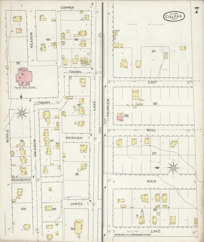 Sanborn Fire Insurance Map from Colfax, Whitman County, Washington (1893), Sheet #0007 - Complete Map Set gallery image, historic Sanborn map, vintage wall art, Washington Washington