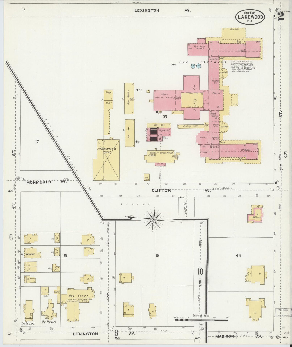 Sanborn Fire Insurance Map from Lakewood, Ocean County, New Jersey (1905), Sheet #0002 - Complete Map Set gallery image, historic Sanborn map, vintage wall art, New Jersey New Jersey
