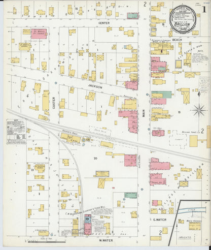 Sanborn Fire Insurance Map from Brillion, Calumet County, Wisconsin (1900), Sheet #0001 - Complete Map Set gallery image, historic Sanborn map, vintage wall art, Wisconsin Wisconsin