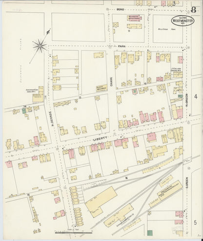 Sanborn Fire Insurance Map from Westminster, Carroll County, Maryland (1904), Sheet #0008 - Complete Map Set gallery image, historic Sanborn map, vintage wall art, Maryland Maryland