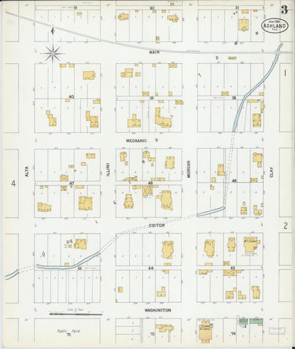 Sanborn Fire Insurance Map from Ashland, Cass County, Illinois (1900), Sheet #0003 - Complete Map Set gallery image, historic Sanborn map, vintage wall art, Illinois Illinois