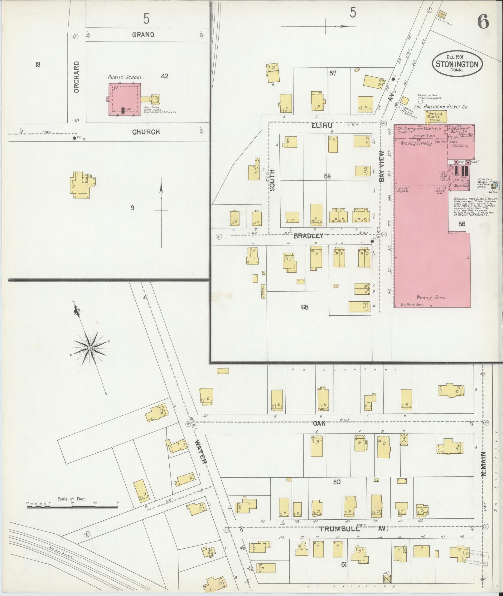 Sanborn Fire Insurance Map from Stonington, New London County, Connecticut (1901), Sheet #0006 - Complete Map Set gallery image, historic Sanborn map, vintage wall art, Connecticut Connecticut