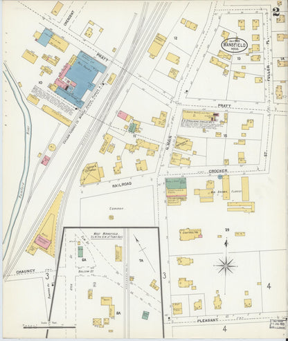 Sanborn Fire Insurance Map from Mansfield, Bristol County, Massachusetts (1903), Sheet #0002 - Historic Sanborn Fire Insurance Map Print, vintage old map wall art, antique decor, genealogy gift, Massachusetts Massachusetts map