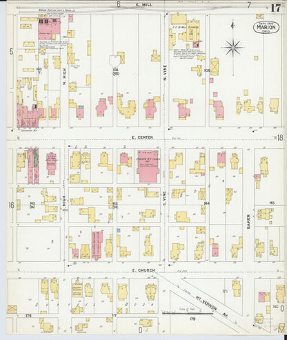 Sanborn Fire Insurance Map from Marion, Marion County, Ohio (1900), Sheet #0017 - Historic Sanborn Fire Insurance Map Print, vintage old map wall art, antique decor, genealogy gift, Ohio Ohio map