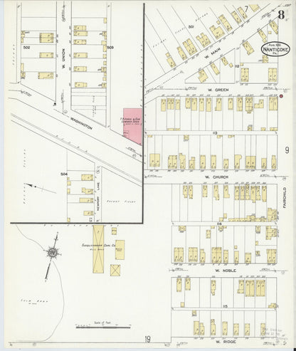 Sanborn Fire Insurance Map from Nanticoke, Luzerne County, Pennsylvania (1912), Sheet #0008 - Historic Sanborn Fire Insurance Map Print, vintage old map wall art, antique decor, genealogy gift, Pennsylvania Pennsylvania map