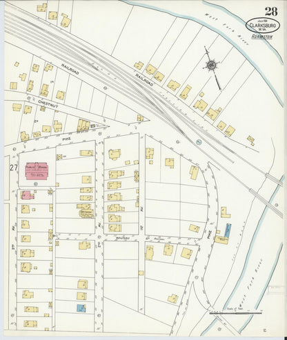 Sanborn Fire Insurance Map from Clarksburg, Harrison County, West Virginia (1911), Sheet #0028 - Complete Map Set gallery image, historic Sanborn map, vintage wall art, West Virginia West Virginia