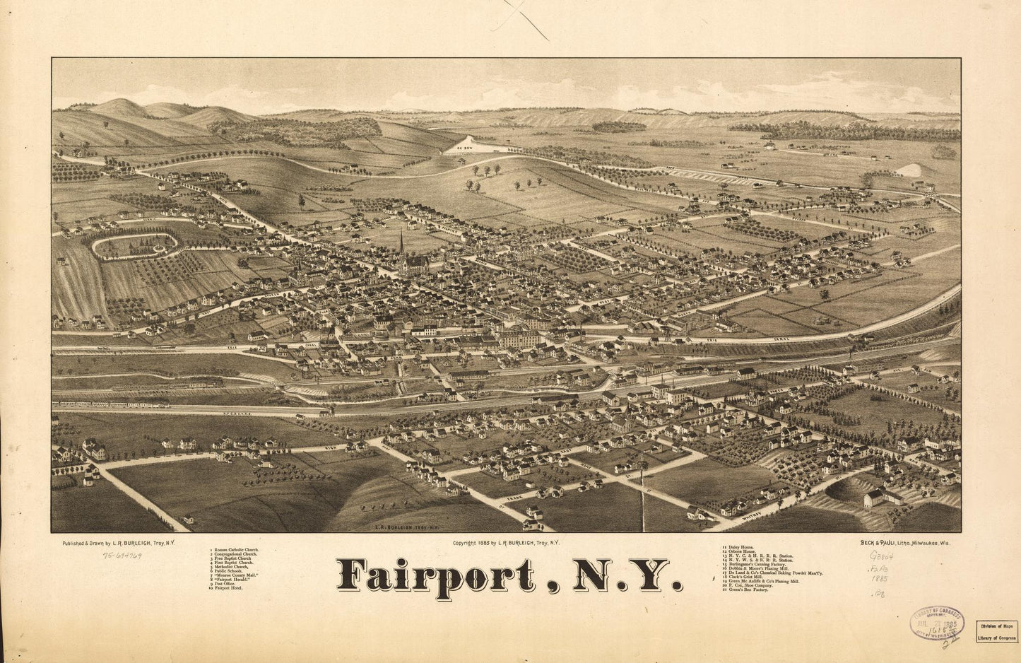 Fairport, N.Y. (1885) – Historic Bird’s-Eye View Panorama Print
