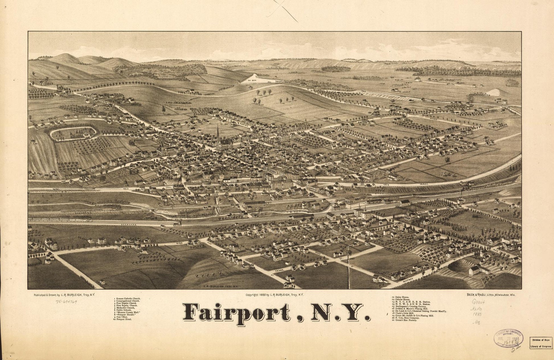 Fairport, N.Y. (1885) – Historic Bird’s-Eye View Panorama Print