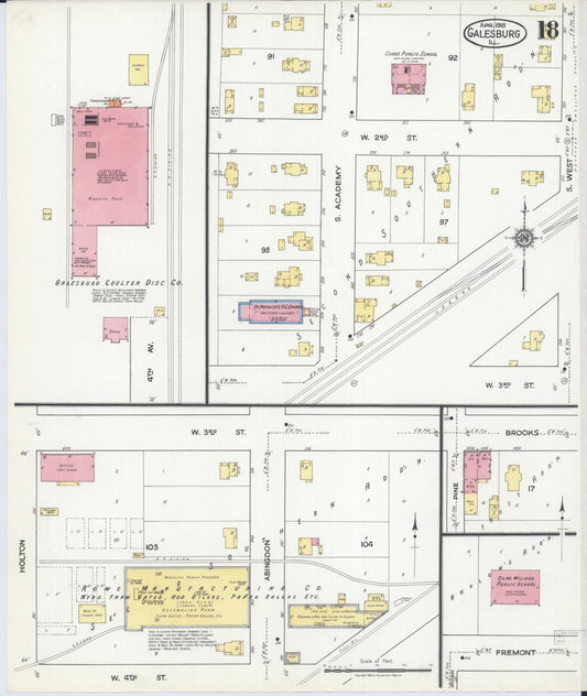 Sanborn Fire Insurance Map from Galesburg, Knox County, Illinois (1918), Sheet #0018 - Historic Sanborn Fire Insurance Map Print, vintage old map wall art, antique decor, genealogy gift, Illinois Illinois map