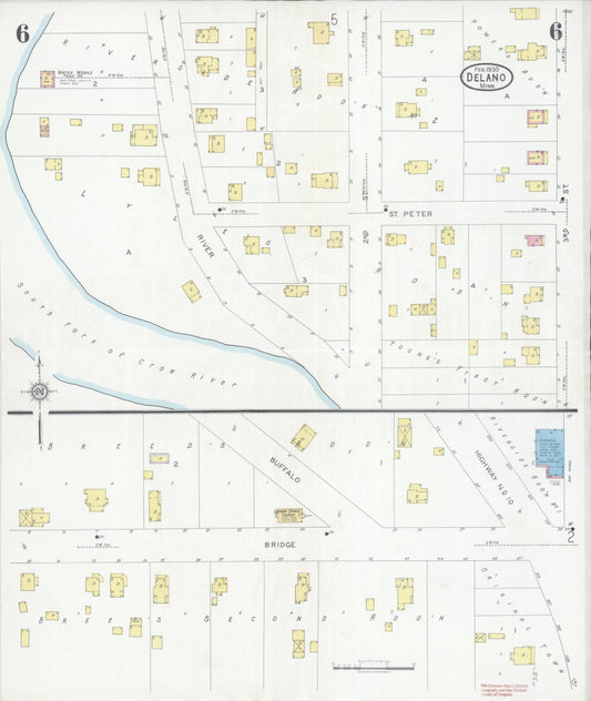 Sanborn Fire Insurance Map from Delano, Wright County, Minnesota (1930), Sheet #0006 - Historic Sanborn Fire Insurance Map Print, vintage old map wall art, antique decor, genealogy gift, Minnesota Minnesota map