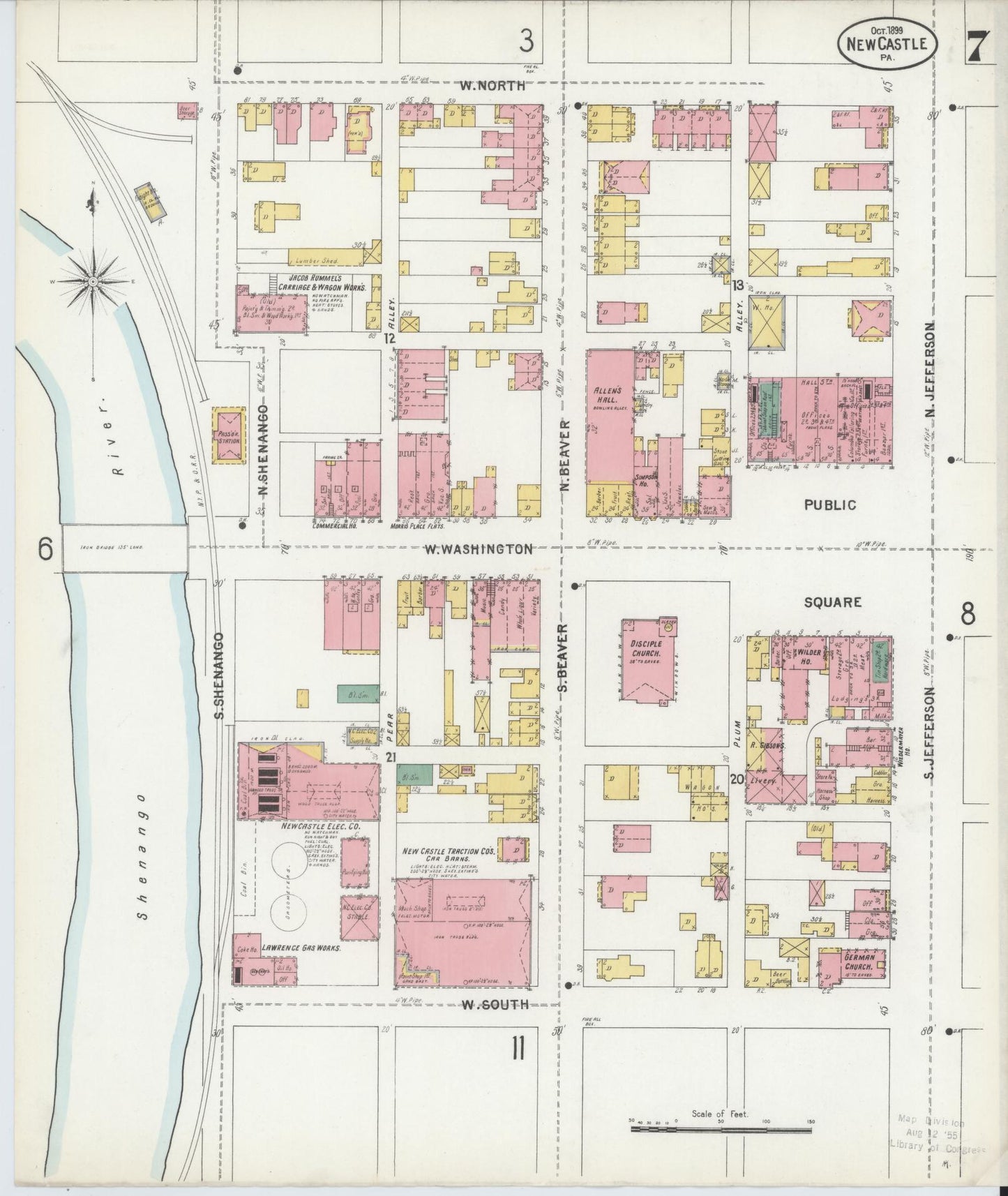 Sanborn Fire Insurance Map from New Castle, Lawrence County, Pennsylvania (1899), Sheet #0007 - Complete Map Set gallery image, historic Sanborn map, vintage wall art, Pennsylvania Pennsylvania