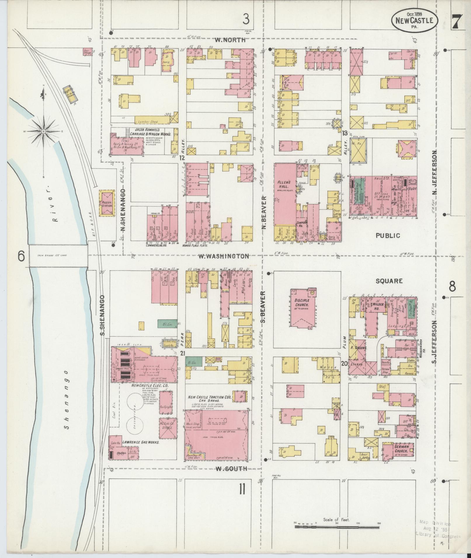 Sanborn Fire Insurance Map from New Castle, Lawrence County, Pennsylvania (1899), Sheet #0007 - Complete Map Set gallery image, historic Sanborn map, vintage wall art, Pennsylvania Pennsylvania