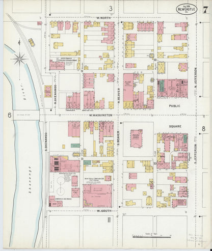 Sanborn Fire Insurance Map from New Castle, Lawrence County, Pennsylvania (1899), Sheet #0007 - Complete Map Set gallery image, historic Sanborn map, vintage wall art, Pennsylvania Pennsylvania