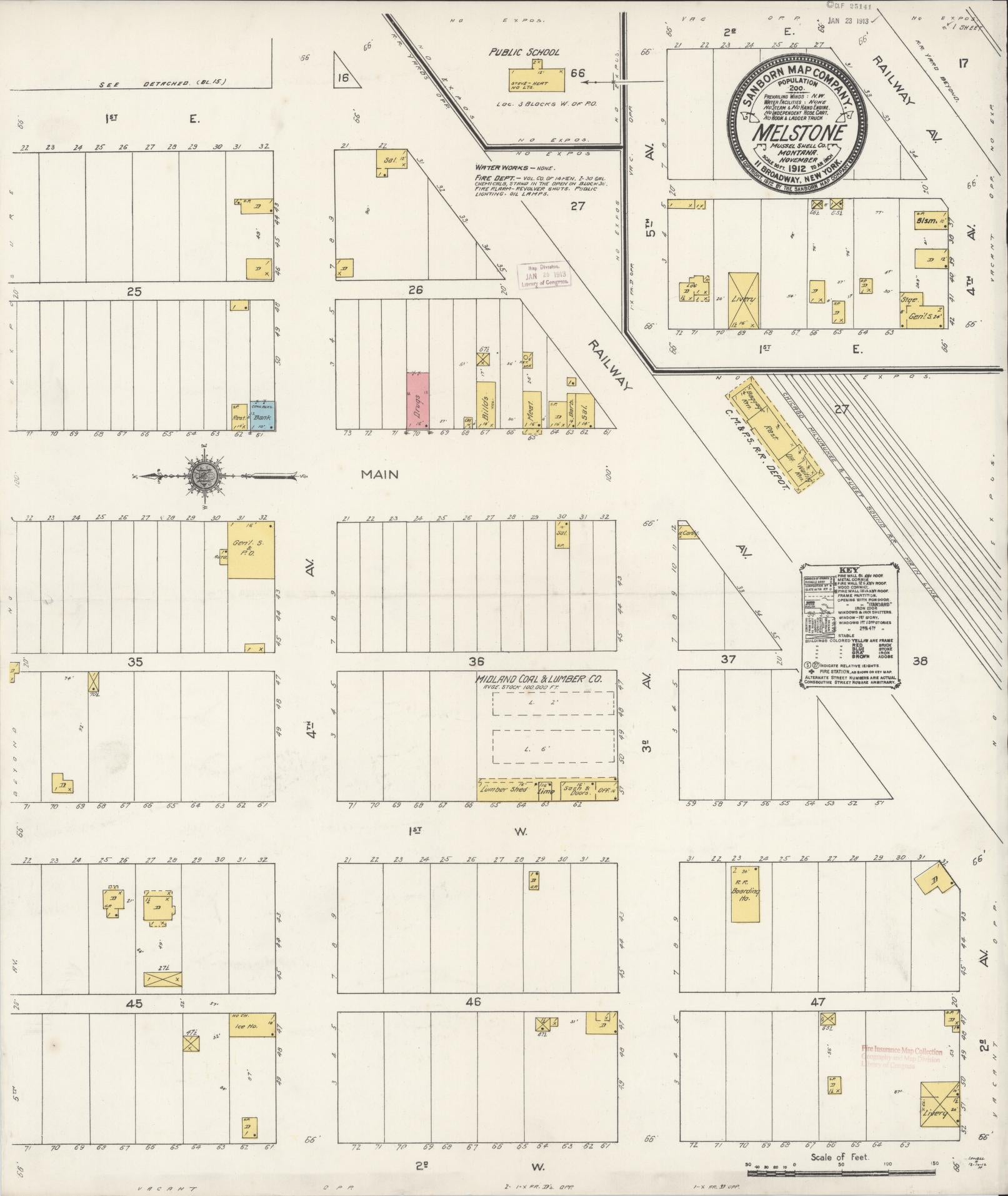 Sanborn Fire Insurance Map from Melrose, Silver Bow County, Montana (1914), Sheet #0001 - Historic Sanborn Fire Insurance Map Print, vintage old map wall art, antique decor, genealogy gift, Montana Montana map