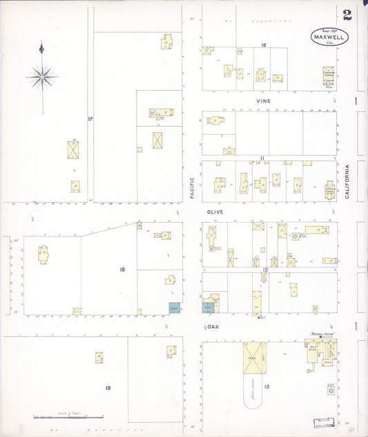 Sanborn Fire Insurance Map from Maxwell, Colusa County, California (1897), Sheet #0002 - Historic Sanborn Fire Insurance Map Print, vintage old map wall art, antique decor, genealogy gift, California California map