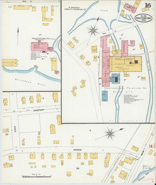 Sanborn Fire Insurance Map from Southbridge, Worcester County, Massachusetts (1904), Sheet #0016 - Historic Sanborn Fire Insurance Map Print, vintage old map wall art, antique decor, genealogy gift, Massachusetts Massachusetts map