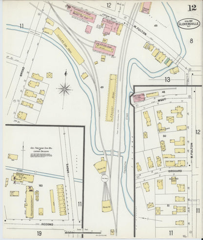 Sanborn Fire Insurance Map from Gloversville, Fulton County, New York (1897), Sheet #0012 - Historic Sanborn Fire Insurance Map Print, vintage old map wall art, antique decor, genealogy gift, New York New York map