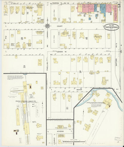 Sanborn Fire Insurance Map from Tarpon Springs, Pinellas County, Florida (1913), Sheet #0005 - Complete Map Set gallery image, historic Sanborn map, vintage wall art, Florida Florida