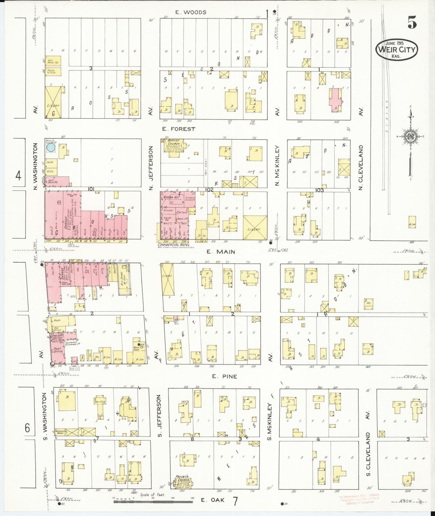 Sanborn Fire Insurance Map from Weir, Cherokee County, Kansas (1915), Sheet #0005 - Complete Map Set gallery image, historic Sanborn map, vintage wall art, Kansas Kansas