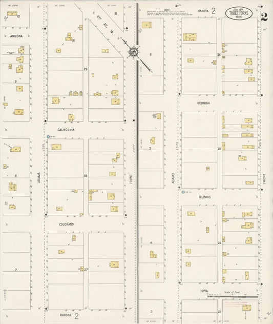 Sanborn Fire Insurance Map from Three Forks, Gallatin County, Montana (1914), Sheet #0002 - Historic Sanborn Fire Insurance Map Print, vintage old map wall art, antique decor, genealogy gift, Montana Montana map