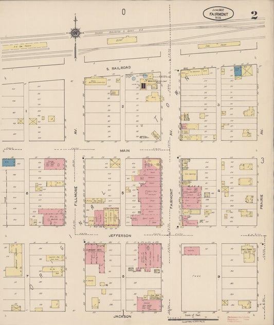 Sanborn Fire Insurance Map from Fairmont, Fillmore County, Nebraska (1922), Sheet #0002 - Historic Sanborn Fire Insurance Map Print, vintage old map wall art, antique decor, genealogy gift, Nebraska Nebraska map