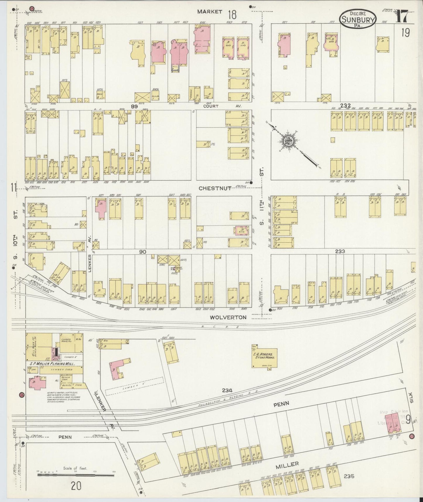 Sanborn Fire Insurance Map from Sunbury, Northumberland County, Pennsylvania (1912), Sheet #0017 - Complete Map Set gallery image, historic Sanborn map, vintage wall art, Pennsylvania Pennsylvania